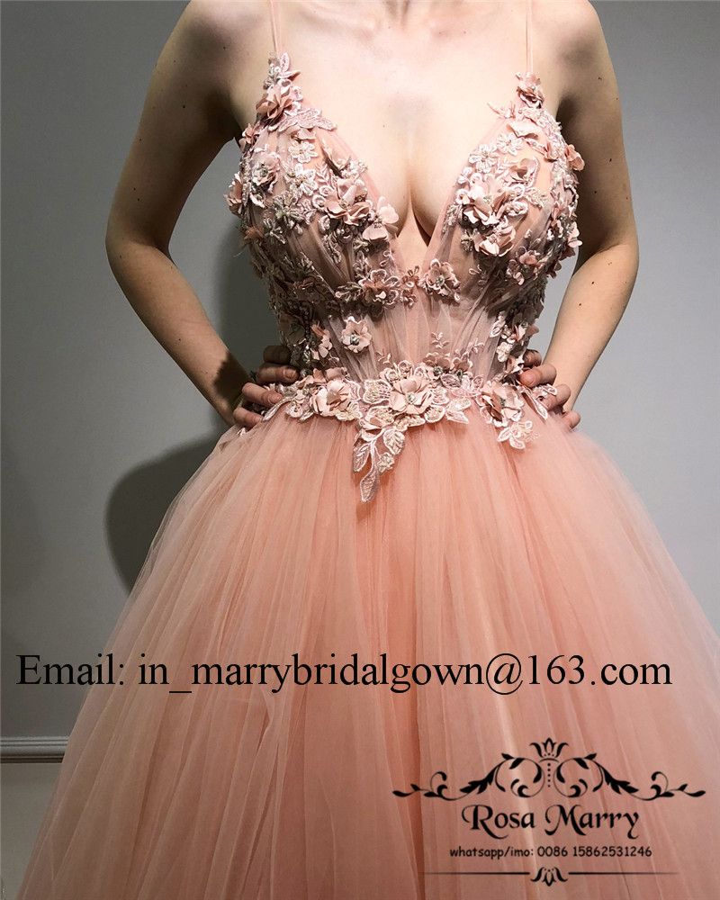 blush floral prom dress
