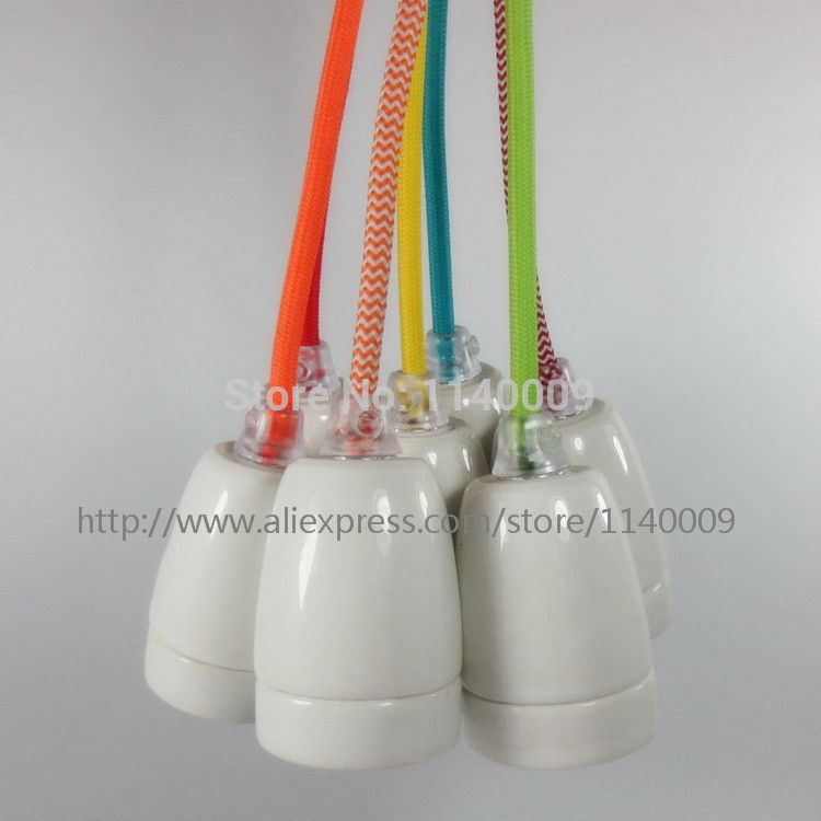 Porcelain Pendant Light Lampholder E27 Bulb Socket Edison Porcelain Pendant Light Lampholder E27 Bulb Socket Edison Lamp Holder 1 Meter Is Not Included Flush Ceiling Lights Glass