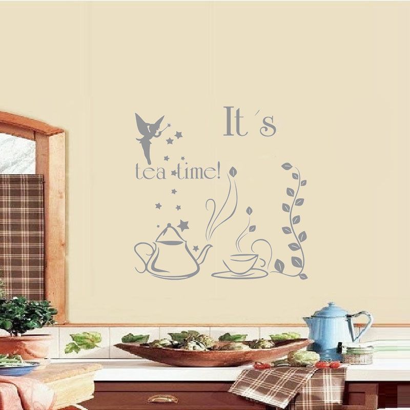 it's tea time wall stickers quote vinyl art sticker fairy with wand