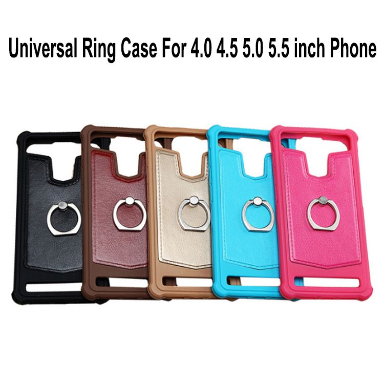 Universal Mobile Phone Case With Metal Ring Kickstand TPU Silicone