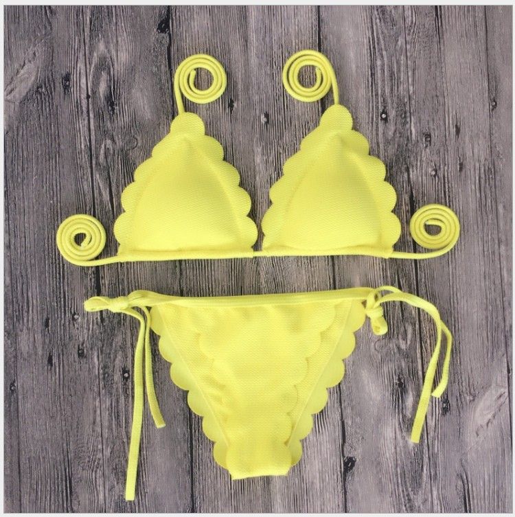 2020 European Swimwear Women Clothing Women Swimwear Solid Color Pink