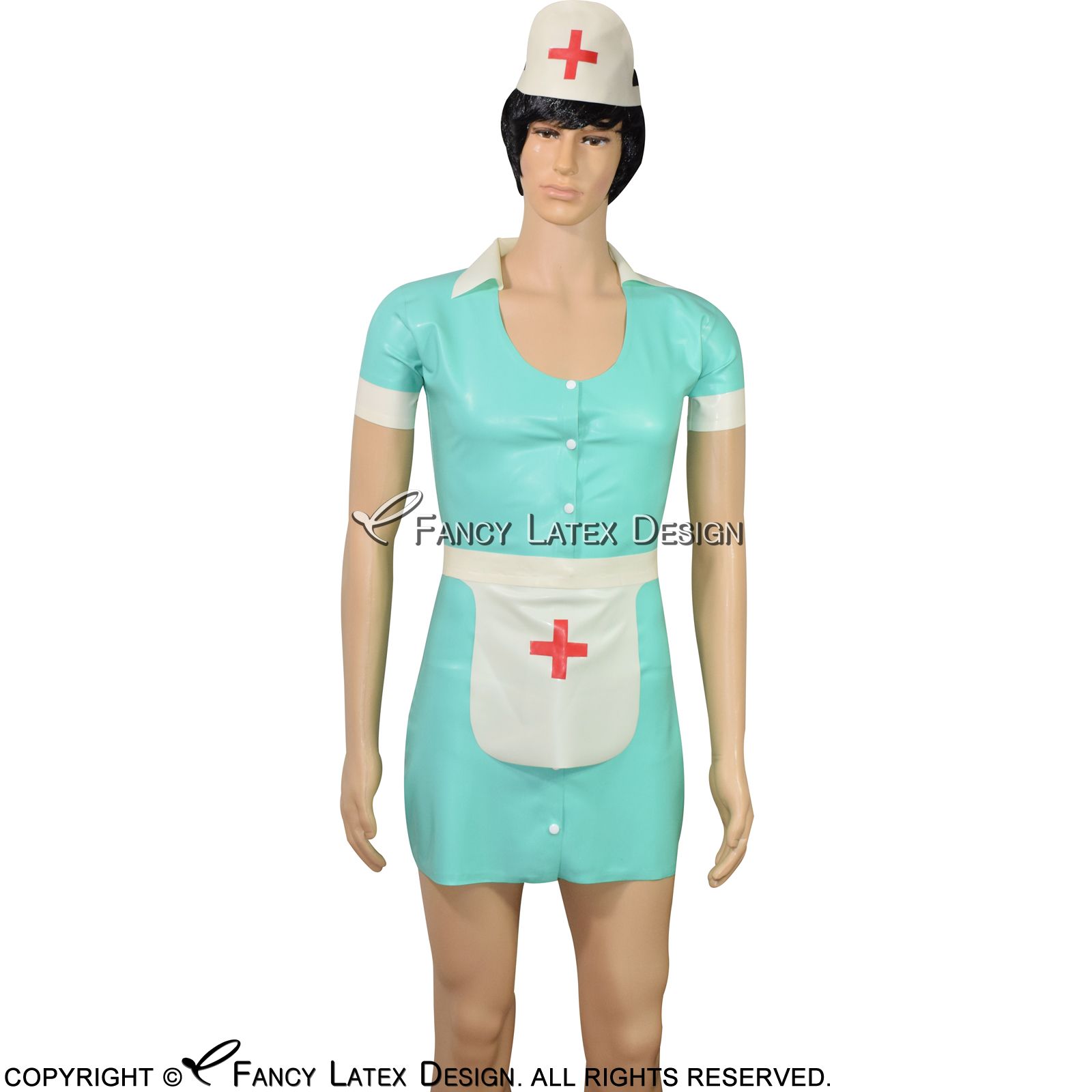 Black With White Sexy Latex Nurse Dress With Red Cross Rubber Uniform With Headgear Apron Button At Front Latex Dress Lyq 0055 Princess Costumes Halloween Black With White Sexy Latex Nurse Dress With Red Cross Rubber Uniform With Headgear Apron Button At Front Latex Dress Lyq 0055 Princess Costumes Halloween