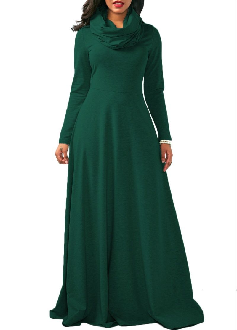 cowl neck single breasted plain maxi dress