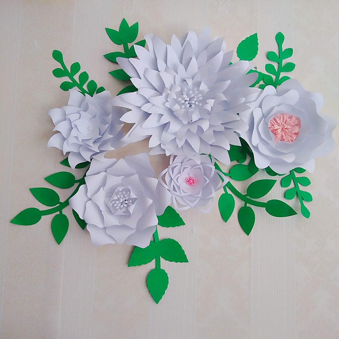 2019 half made flower latest giant paper flowers with leaves set paper made flower