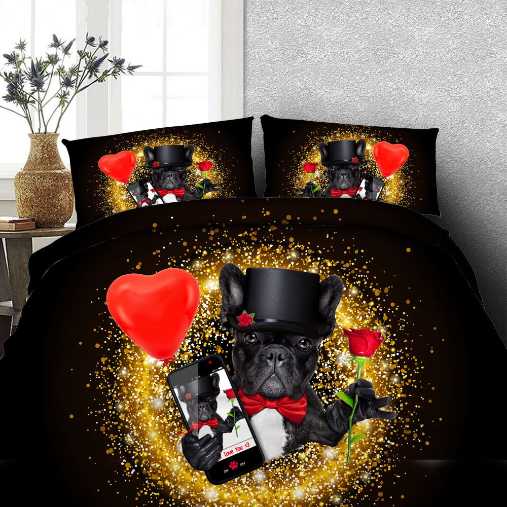 3d Printed Golden Heart Dog Bedding Set Twin Full Queen King Size 3d Printed Golden Heart Dog Bedding Set Twin Full Queen King Size Bedspread Bedclothes Duvet Covers 3 600tc Blue Comforter Animal