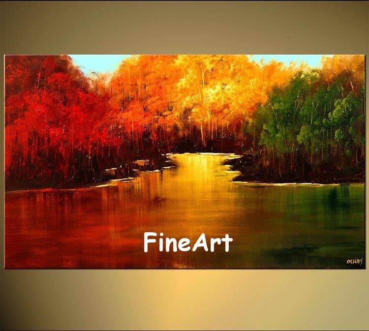 100 Hand Painted Modern Landscape Oil Painting Canvas Red Painting Picture Frames Black Best Modern Art Panel Calligraphy
