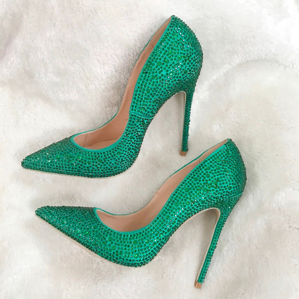 Fashion Women Pumps Shoes Green Crystal Rhinestone Women Fashion Women Pumps Shoes Green Crystal Rhinestone Women