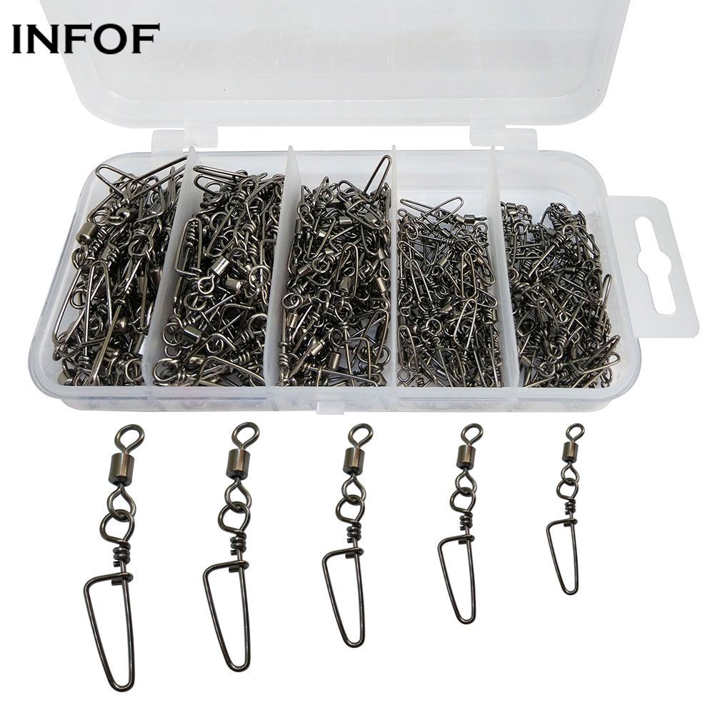 2021 /Box Fishing Swivels Snap Hook Lure Connector Rolling Swivel With