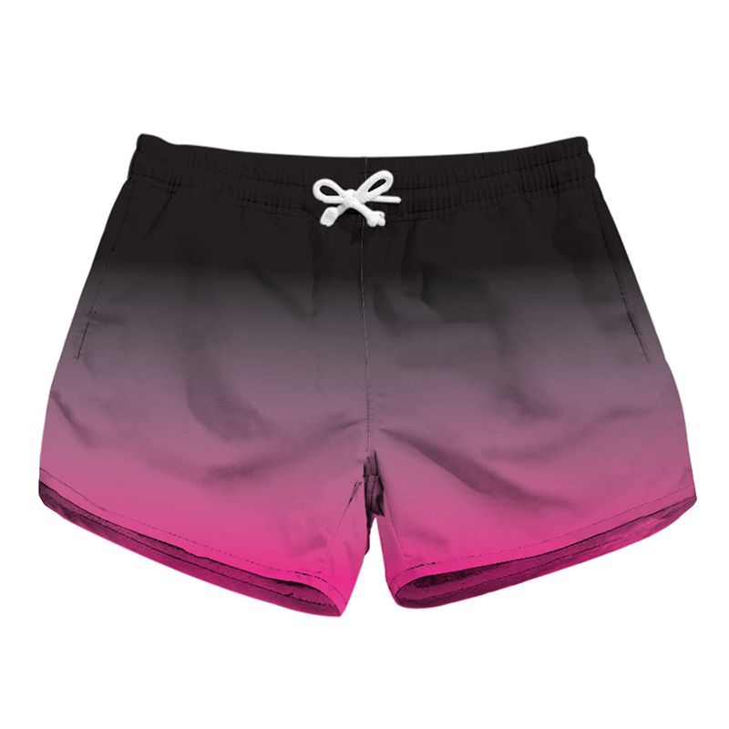 2020 Women Short Beach Shorts Black Deep Pink Ombre 3D Full Print Girl ...