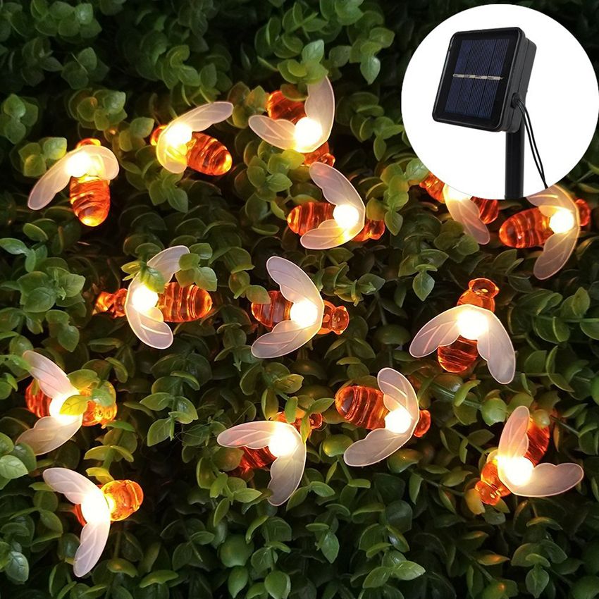 Bee String Lights 20 30 50 Led Outdoor Solar Power Strings Bee String Lights 20 30 50 Led Outdoor Solar Power Strings Waterproof Garden Patio Fence Gazebo Summer Night Light Decoration Rose