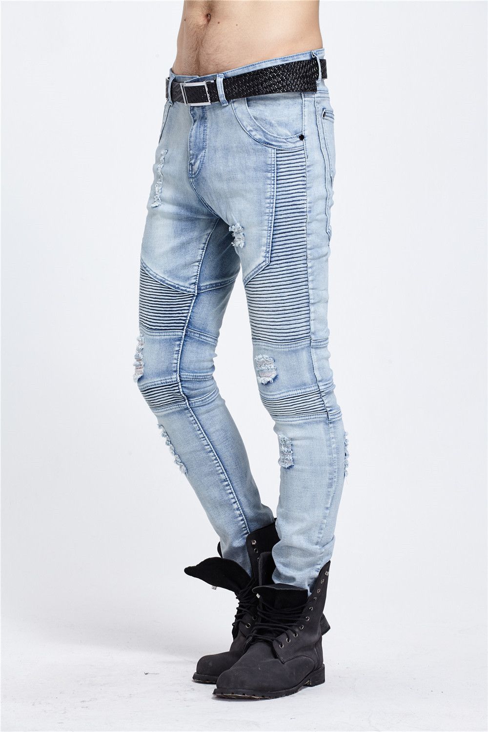 Acquistare Jeans Uomo Slim Fit Jeans Strappati Pantaloni Da Uomo Hi Street  Con Cerniera Lampo Denim Joggers Fori Del Ginocchio Lavati Jeans Distrutti  Economico | Consegna Veloce E Qualità | DHgate Italy