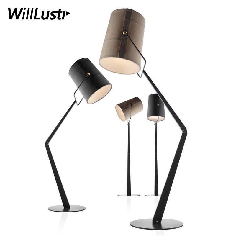 Modern Led Fork Floor Lamp Canvas Fabric Shade Light Lighting Living Room Sitting Study Hotel Sofa Side Office