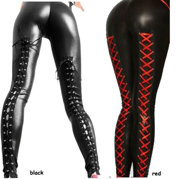 2018 Sexy Black Ladies Lace Up Metallic Leather Leggings From Tubxxxx, $33.17 | DHgate.Com