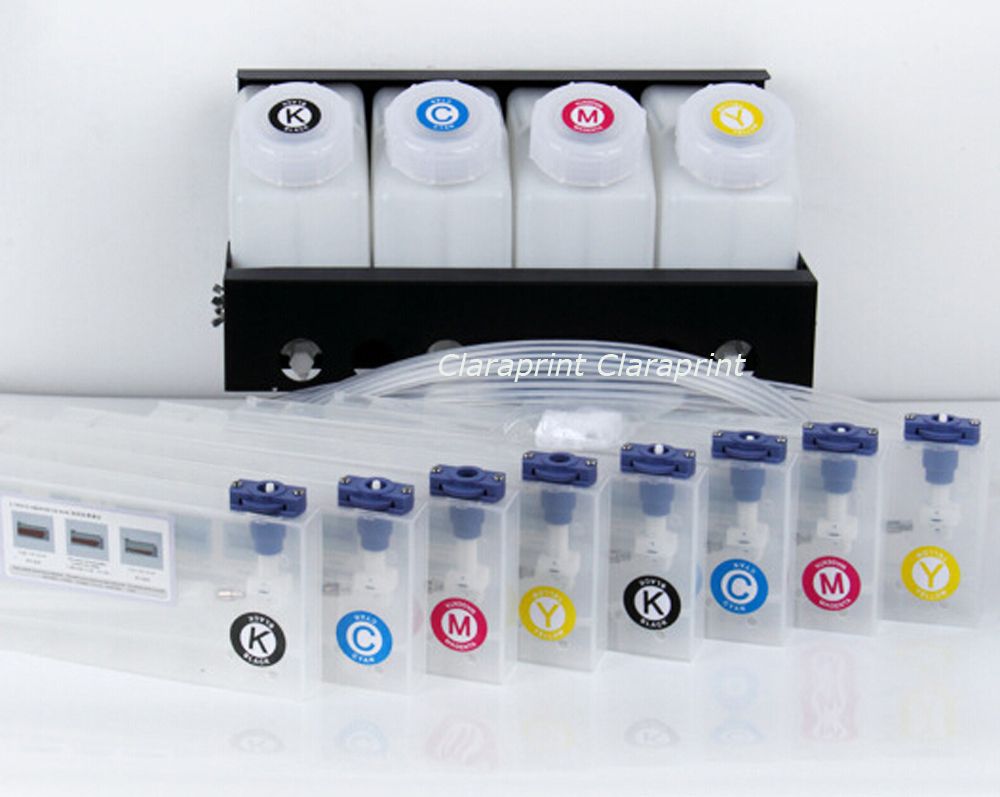 4 Tank + 8 Ink Cartridges Bulk Ink System for Roland Mutoh Mimaki