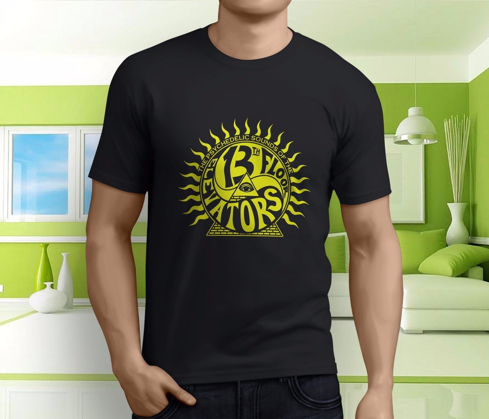 New The 13th Floor Elevator Rock Band Psychedelic Men S Black T Shirt Size S 3xl