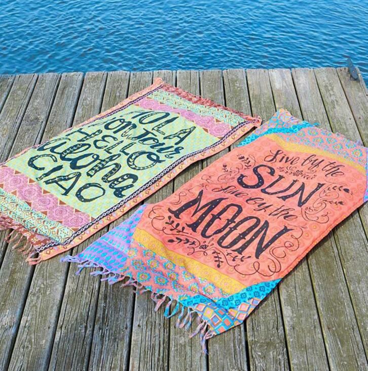Beach Towel Tassel Fringe Bohemia Shawl Bath Towel Tapestry Rainbow Stripes Travel Summer Rectangle Bikini Cover Up Yoga Mat