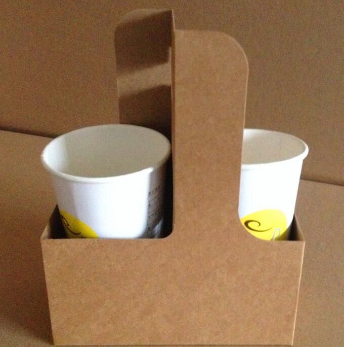 Kraft Paper Coffee Cup Holder Disposable Takeaway Beverages Drinking ...