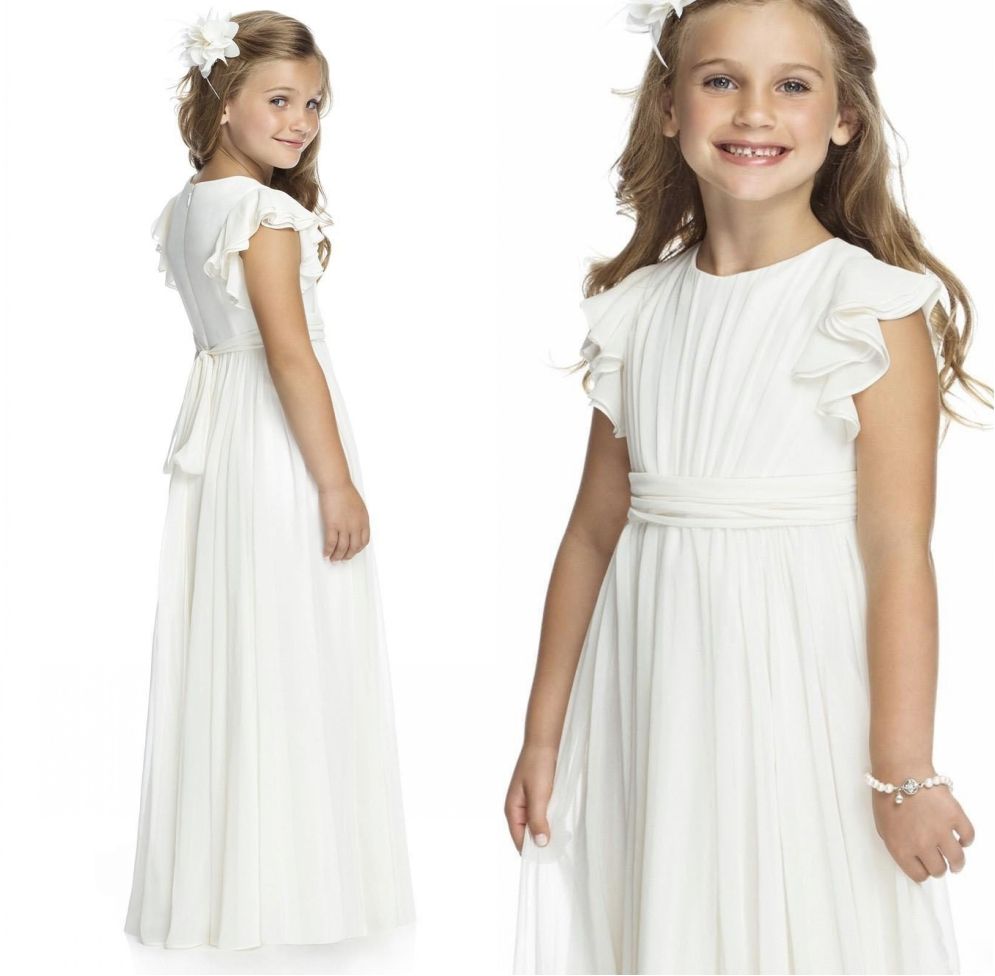 ivory chiffon flower girl dress