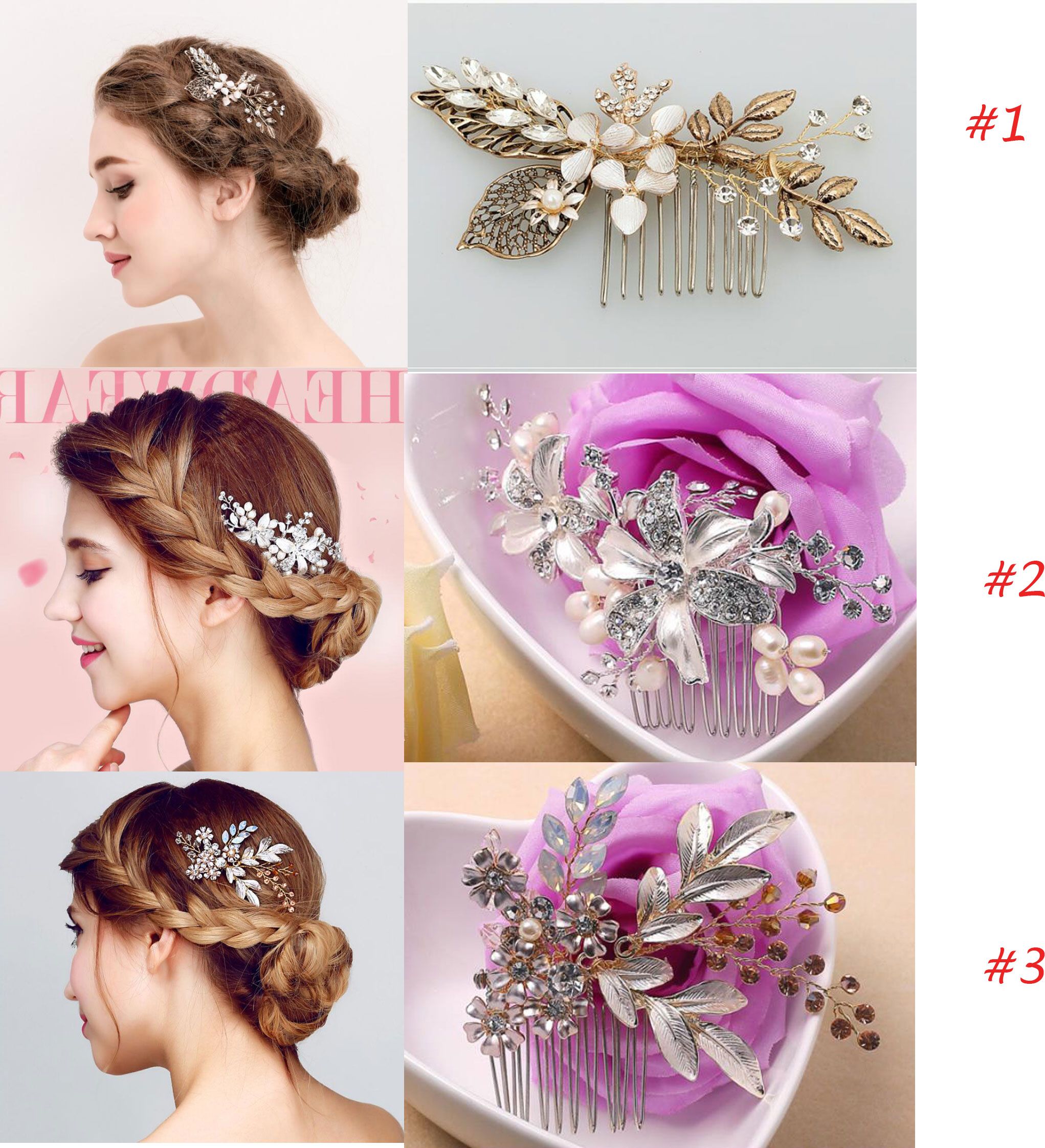 new arrival 3 styles wedding hair combs for bridal crystals pearls bridal  hair comb headpieces