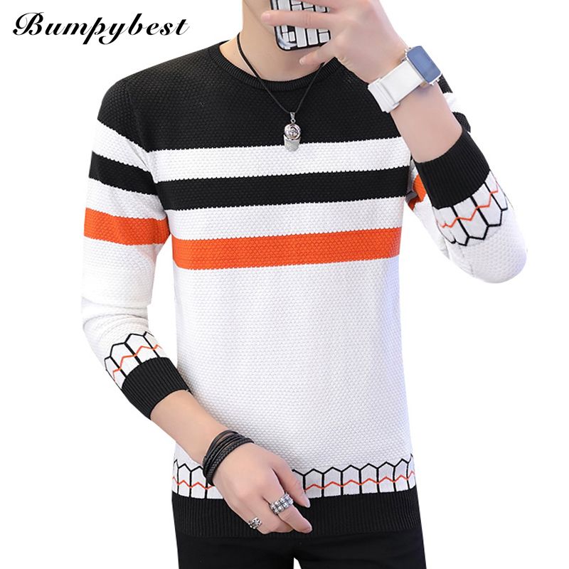 Bumpybeast herren pullover 2018 winter herbst männlich Gestreiften pullover Oansatz gestrickt Casual Slim jumper marke strickwaren kleidung MY830 Bumpybeast herren pullover 2018 winter herbst männlich Gestreiften pullover Oansatz gestrickt Casual Slim jumper marke strickwaren kleidung MY830