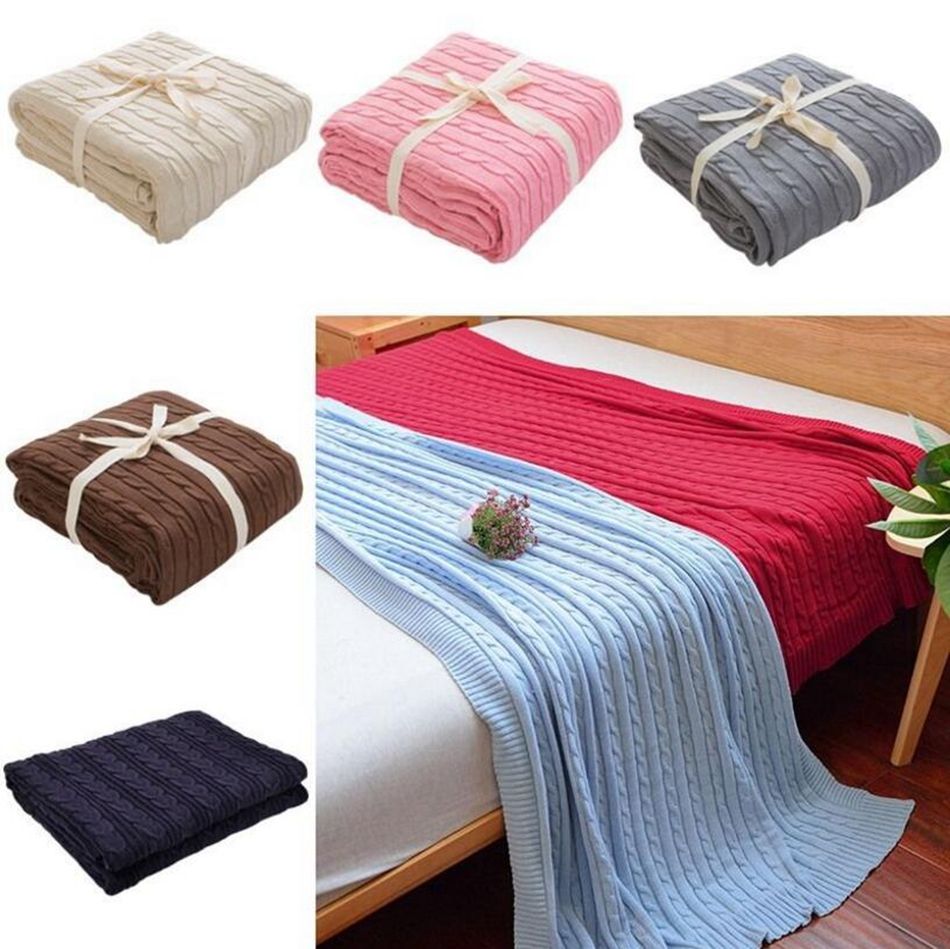 Knitted Blanket 110*180cm Office Nap Throw Sleeping Quilt Soft Bedding