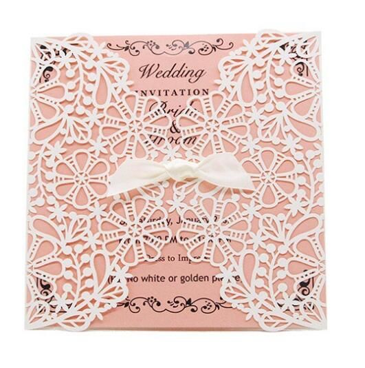 New Cheap Laser Cut Wedding Invitations White Paper Black Wedding