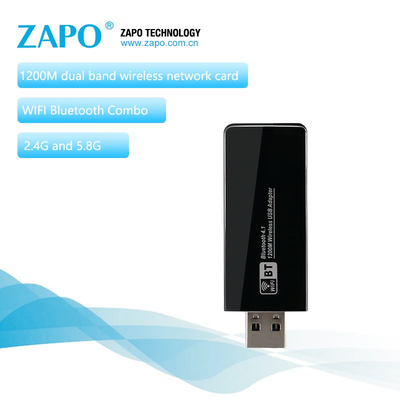 ZAPO Office Mini 1200Mbps Wireless USB 3 0 Adapter 5 8GHz WIFI Hotspot Add Bluetooth 4 1 Network Card For Windows Linux Android