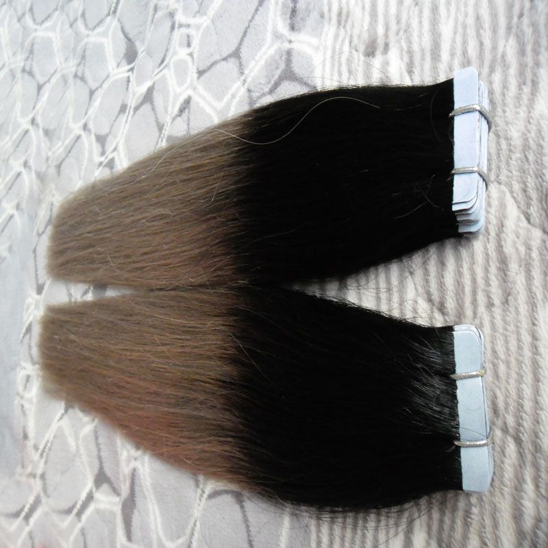 Extensiones de Cabello Remy Tape 40 Piezas Paquete Cinta Adhesiva Piel Trama Cabello T1B gris plata 100 Gramos gris ombre cabello humano