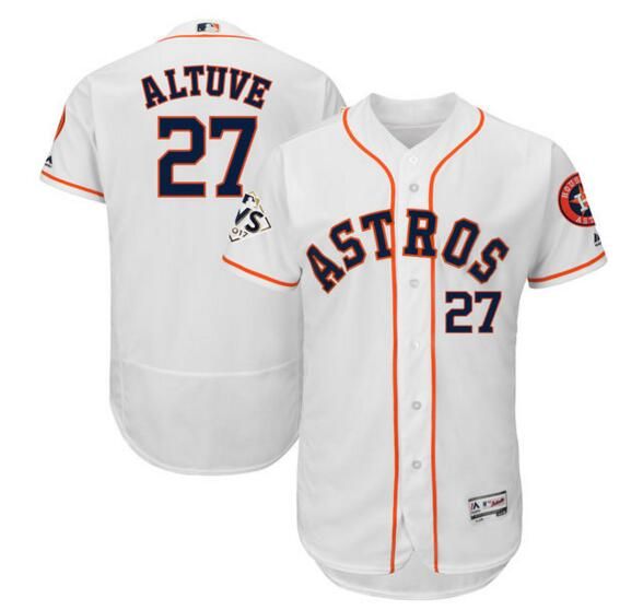 2019 Custom Houston Astros Jose Altuve Majestic White 2018 World Series