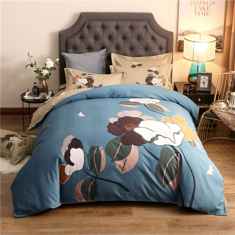2018 Dark Grey Leaves Bedlinens Sanding Cotton Bedding Sets Queen 2018 Dark Grey Leaves Bedlinens Sanding Cotton Bedding Sets Queen King Size Duvet Cover Set Bedsheet Pillowcases Comforter Linen From