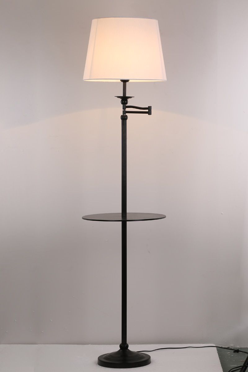 Modern Floor Lamps Living Room Bedroom Study Standing Gift 5w Led Bulb Lights Black Iron White Fabric Decor Home 110 220v