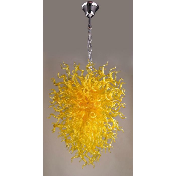 Dale Chihuly Style Yellow Glass Chandelier Modern Art Designer Home Decor Hand Blown Led Custom Made