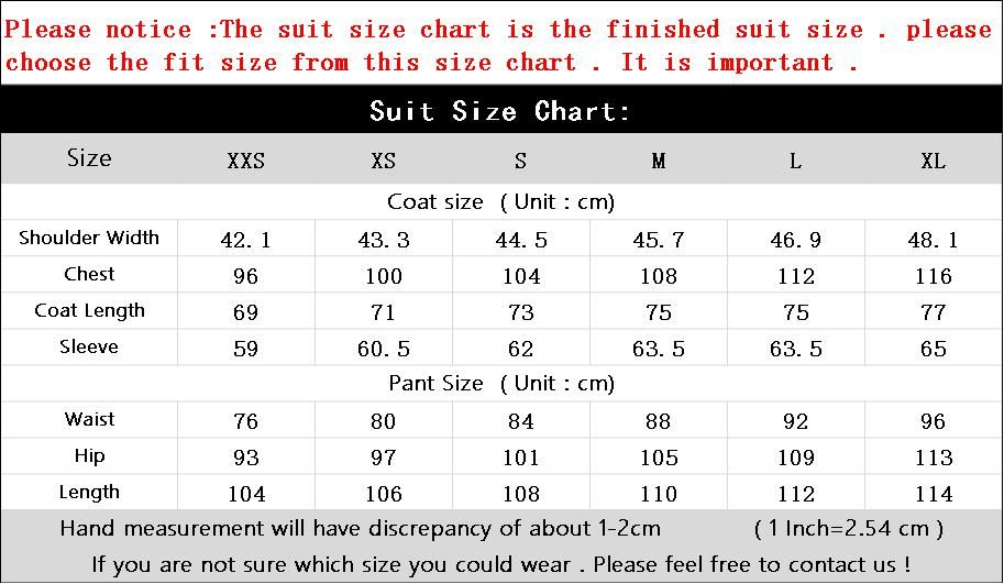 Mens Suit Pants Size Chart