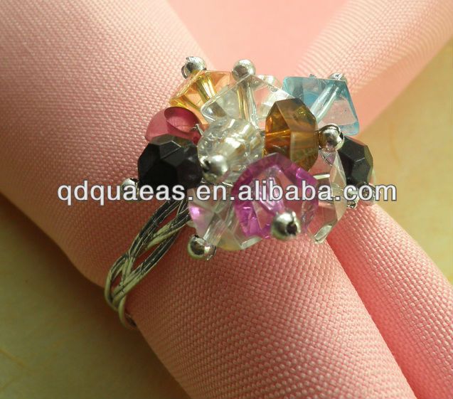 Crystal Diamond Cheap Napkin Ring Acrylic Wedding Pearl Napkin