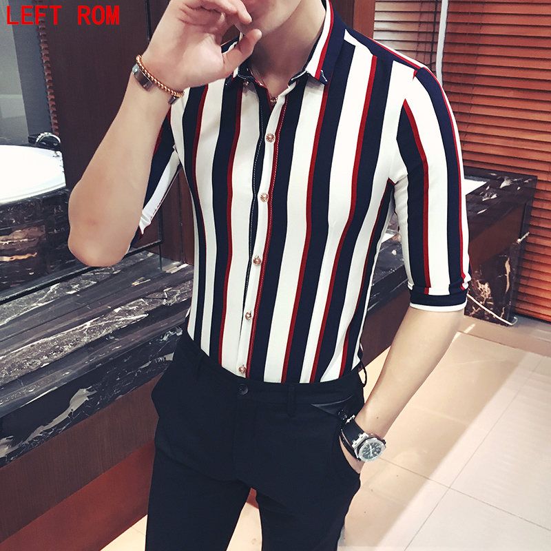 2020 2017 Stripe Cotton Casual Shirt Men Cool Fashion Linen Striped ...