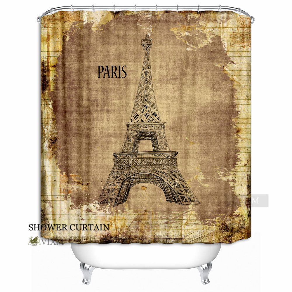 2018 Vixm Home Retro City Eiffel Tower Paris France Fabric Shower 2018 Vixm Home Retro City Eiffel Tower Paris France Fabric Shower Curtain European Landmark Building Bath With Hook Rings 72 X From Bestory