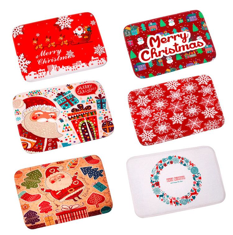 Merry Christmas Door Mat Santa Claus Flannel Outdoor Carpet