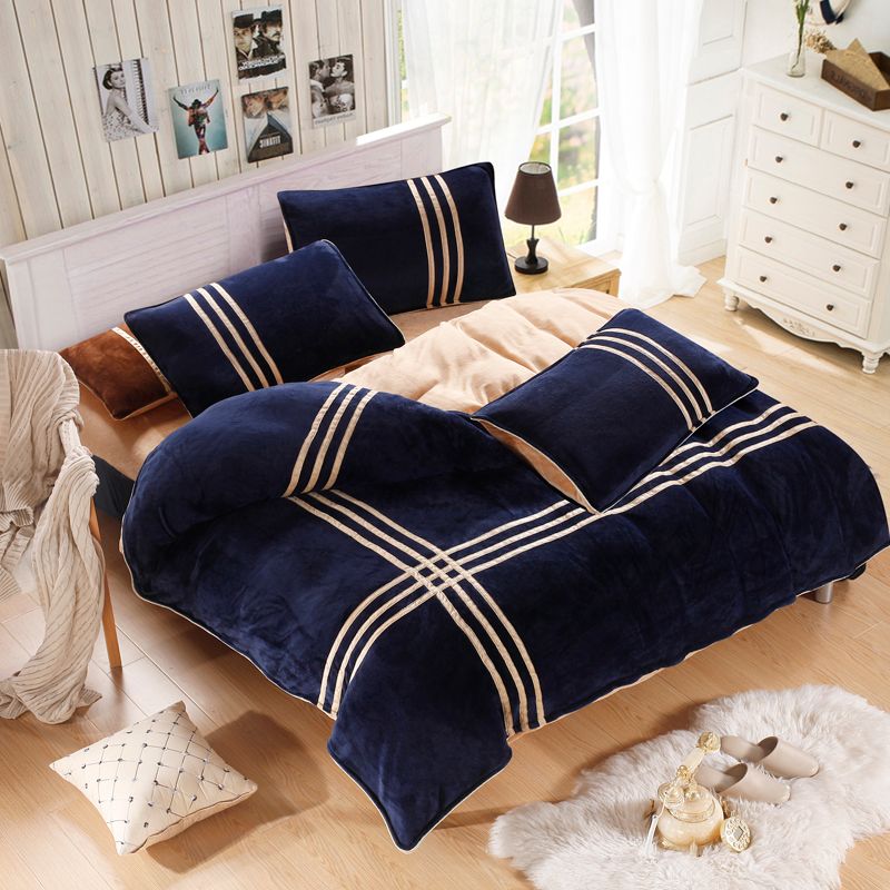 Winter Warm Striped Quilt Cover C Velvet Sports Bedding Sets Winter Warm Striped Quilt Cover C Velvet Sports Bedding Sets Duvet Set Queen King Size New Comforters From Hariold