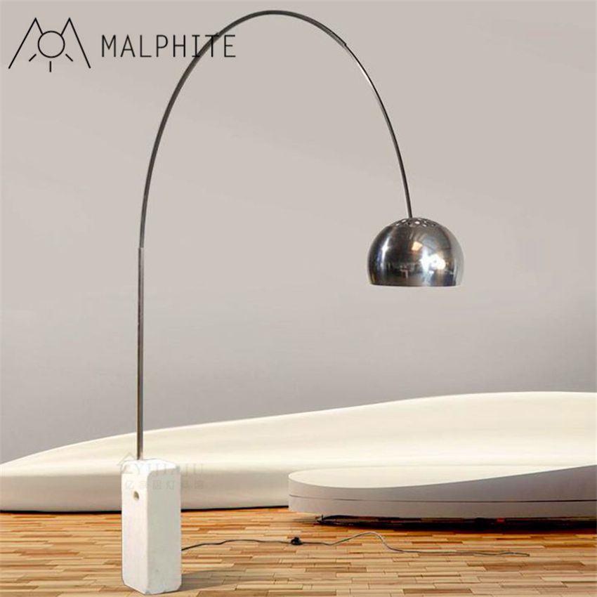 Modern Simple Floor Lamp Stainless Steel Square Marble Dining Room Living Study Bedroom Fishing Lighting