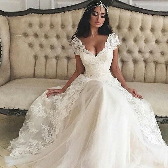 compre vestidos de novia 2019 cap mangas vestidos de novia una línea