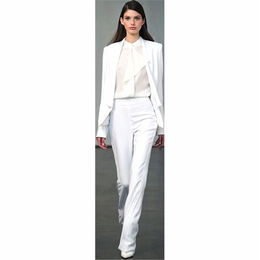 Uniforme Oficina Blanco Chaqueta Pantalón Trajes Negocios Mujer Traje Pantalones De Formales Trabajo Para IHeWD2E9Yb