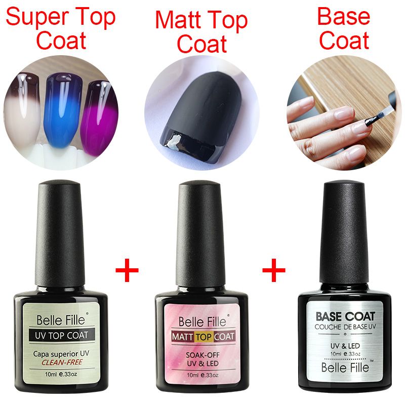 Belle Fille Gel Nail Polish Base Coat Top Coat 10ml Uv Led Matt Belle Fille Gel Nail Polish Base Coat Top Coat 10ml Uv Led Matt