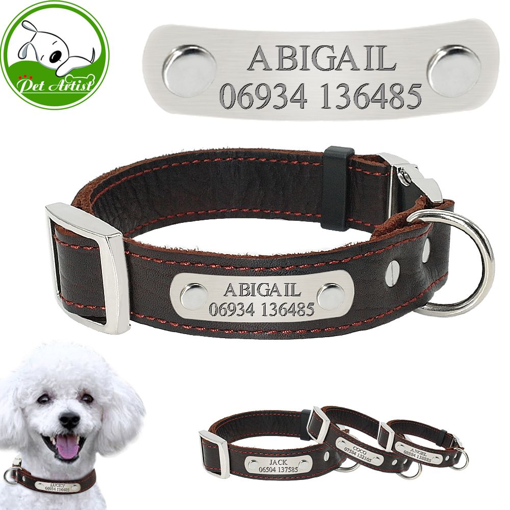 2018 leather engraved pet dog collars personalized custom dog puppy