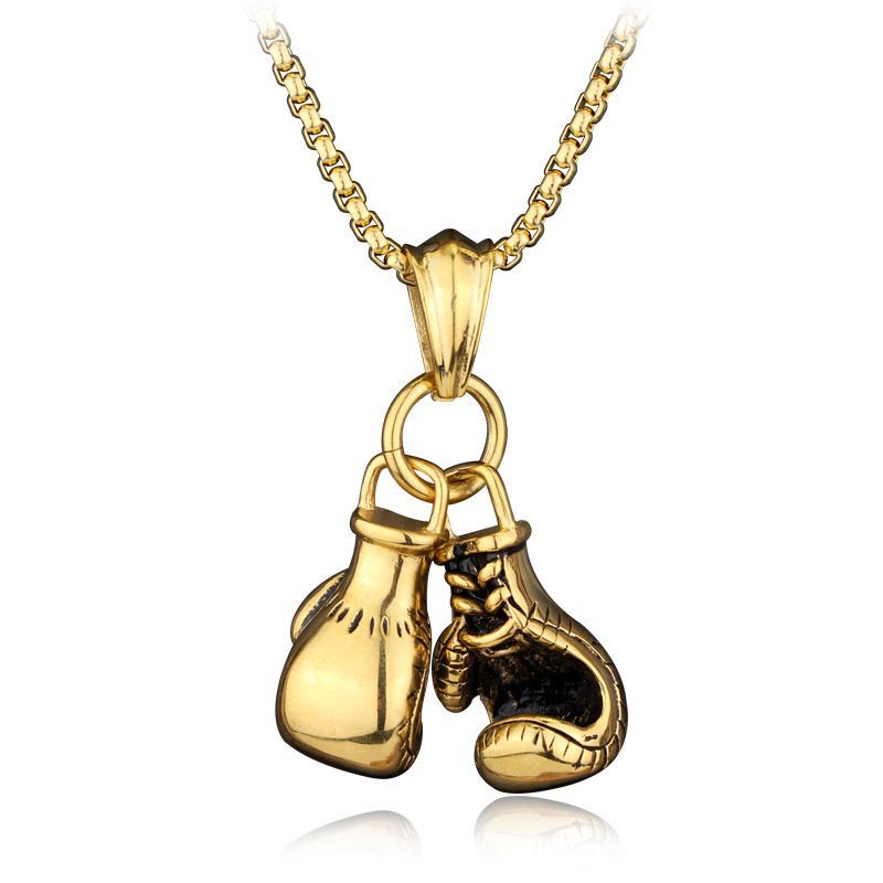 Wholesale Boxing Gloves Pendant Necklace Personalized Couple Biker Design Gold Silver Plated