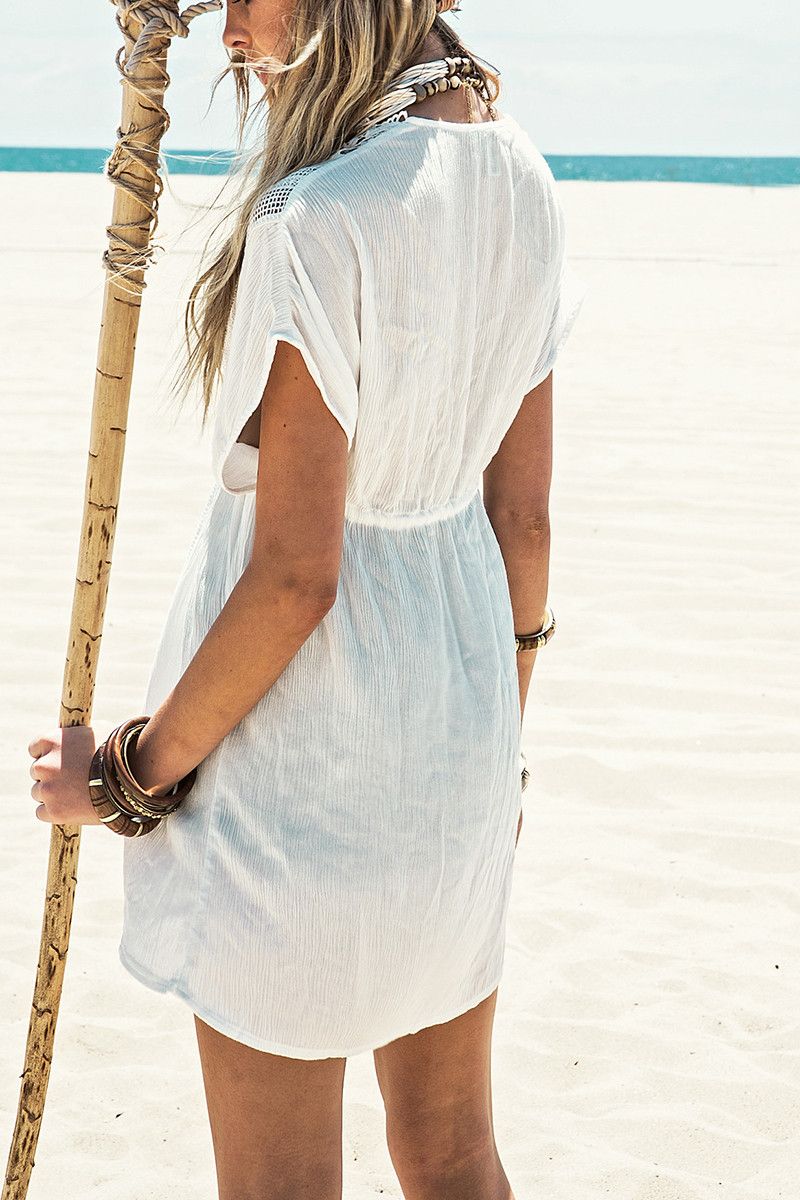 New Beach cover up White Lace Swimsuit cover up Summer Crochet