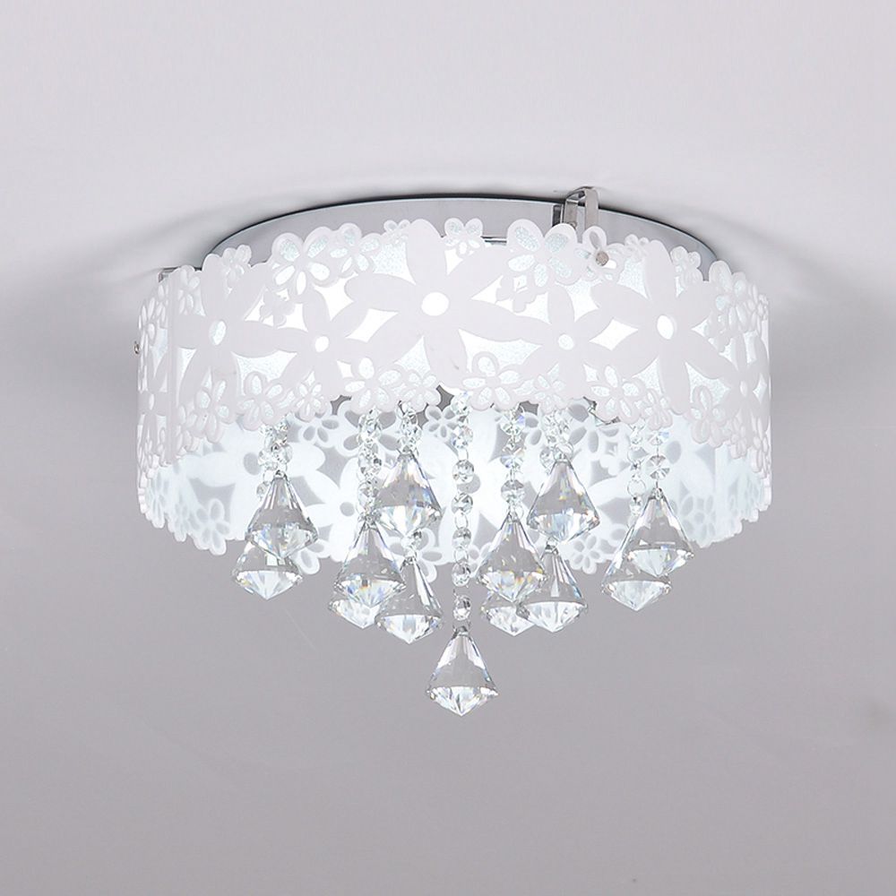 compre oovov lampara de techo de cristal blanco de 37 cm para dormitorio sala de la princesa luz de techo para habitacion de ninas 18w led a