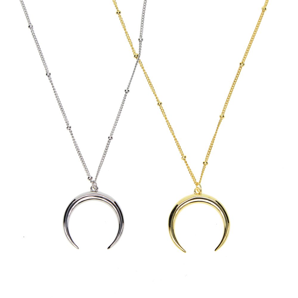 2018 Top Quality Bead Delicate Chain 100 925 Sterling Silver Gold 2018 Top Quality Bead Delicate Chain 100 925 Sterling Silver Gold Color Horn Crescent Moon Pendant Women Dainty Necklace From Jerry110