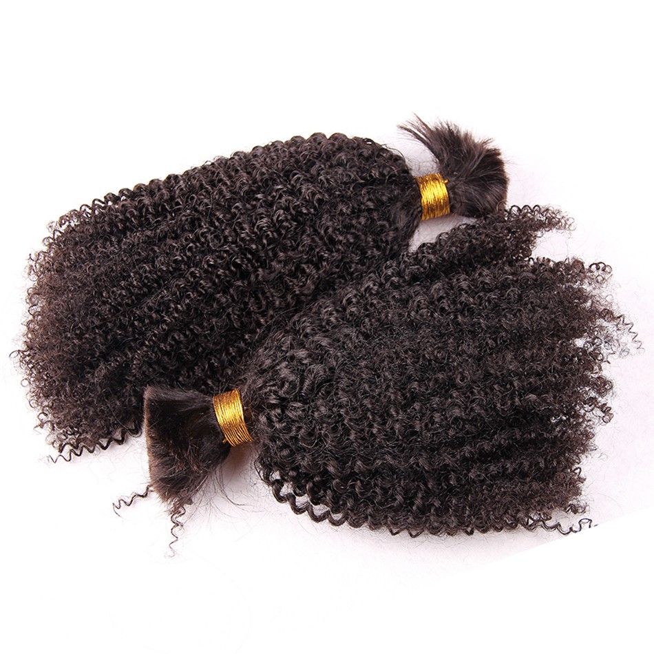Mongolian Kinky Curly Human Braiding Hair Bulk For Extension