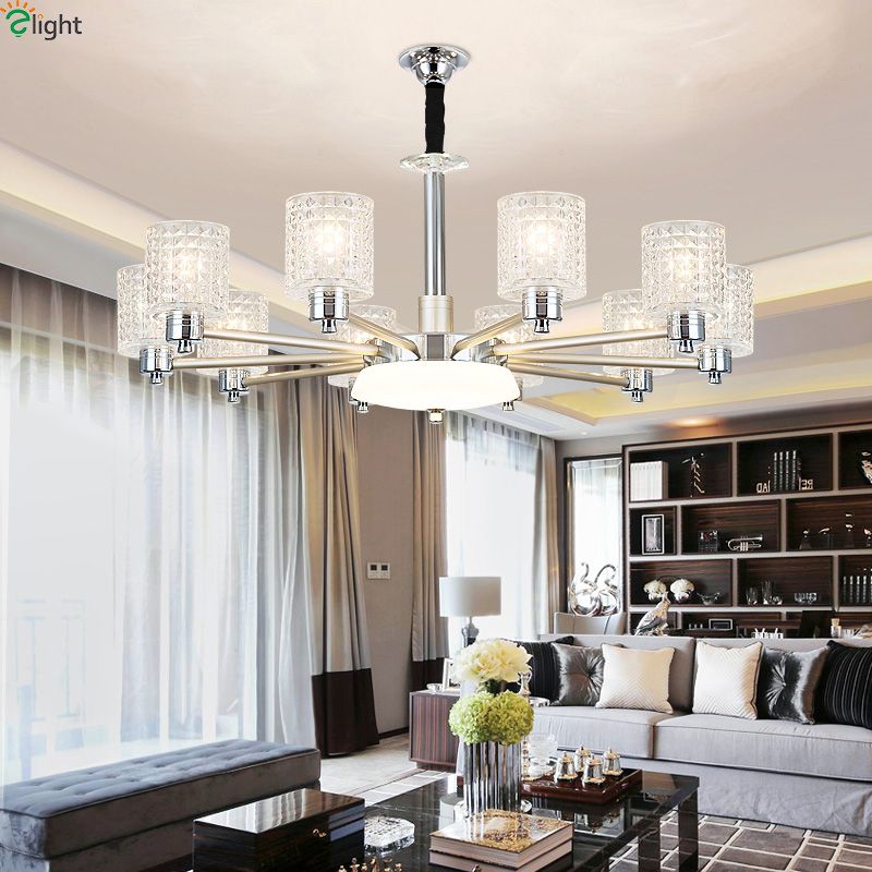 Modern Chrome Metal Led Chandeliers Lighting Living Room Glass Modern Chrome Metal Led Chandeliers Lighting Living Room Glass Pendant Chandelier Light Dining Hanging Lamp Fixtures For Nursery