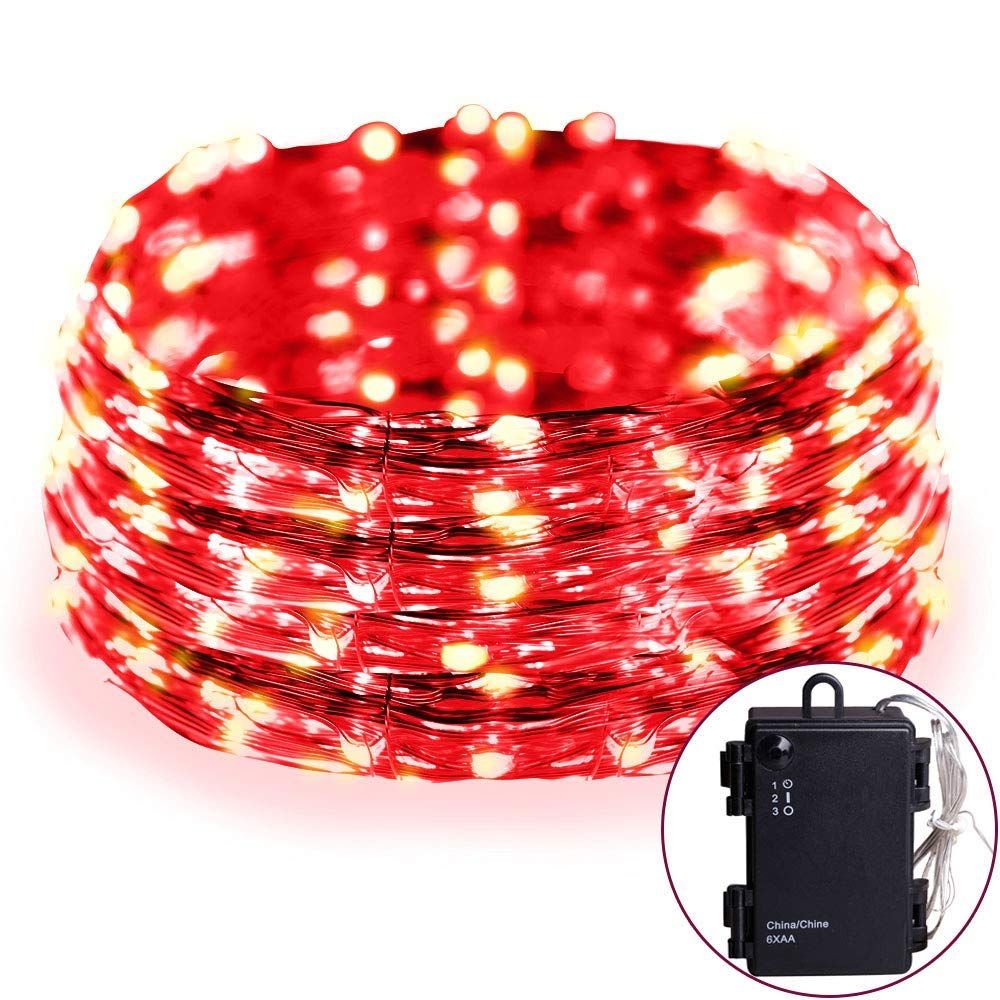 String Light Waterproof Battery Powered 30 Leds 9 9ft Copper Silver Wire Decor Rope Flexible With Timer For Party